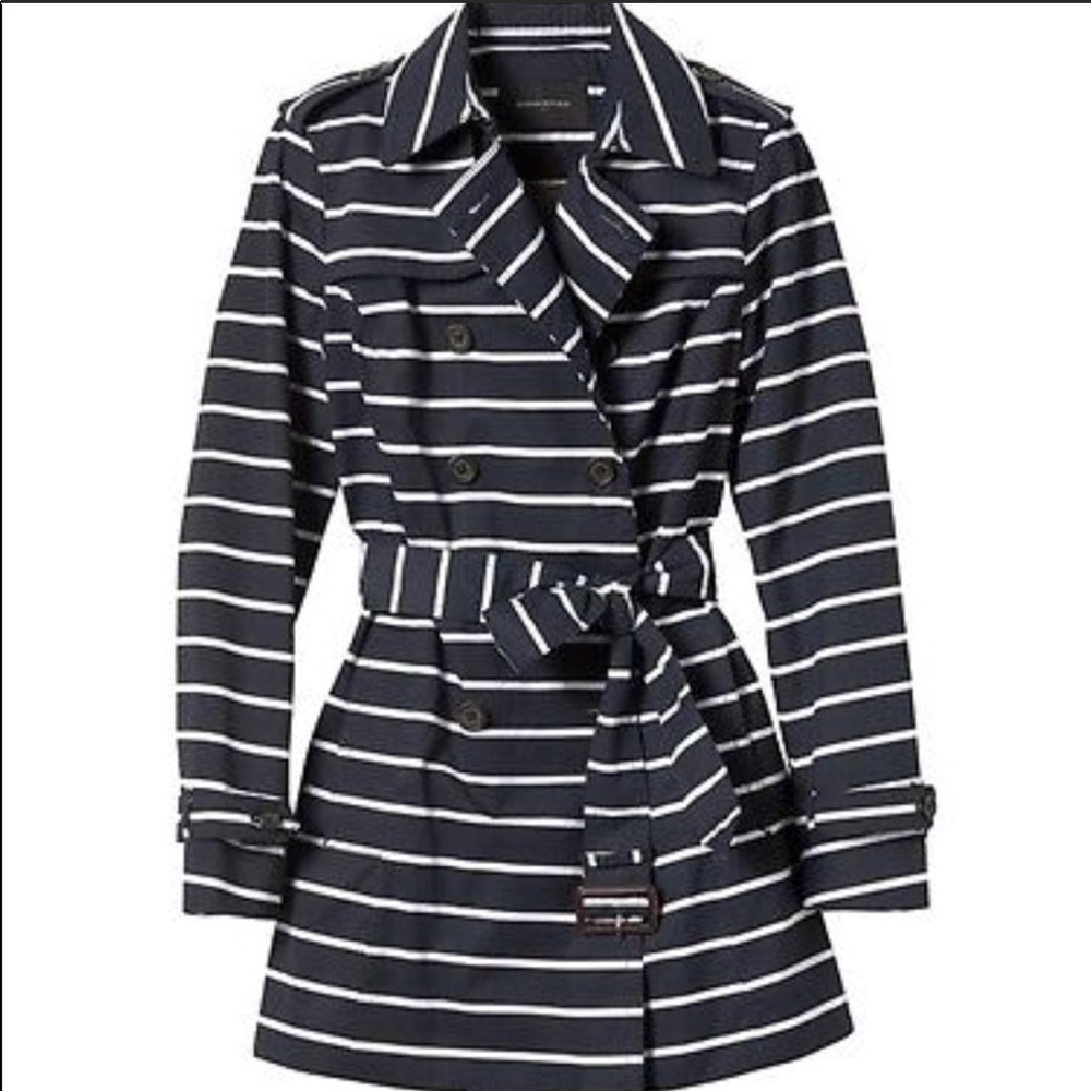 Banana Republic striped waterproof trench NWOT S